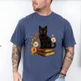 Cute Cat Book Flowers Men's Comfort Colors T-Shirt Blue Jean