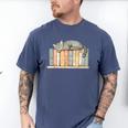 Cute Cat Sleeping On Books Men's Comfort Colors T-Shirt Blue Jean