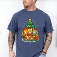 Cute Cats Reading Books Christmas Tree Men's Comfort Colors T-Shirt Blue Jean
