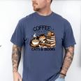 Cute Coffee Cats Books Lover Idea Women Men Kids Men's Comfort Colors T-Shirt Blue Jean