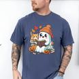 Cute Cozy Ghost Reading With Cat Book Lover Autumn Fall Men's Comfort Colors T-Shirt Blue Jean Cute Cozy Ghost Reading With Cat Book Lover Autumn Fall Men's Comfort Colors T-Shirt Blue Jean