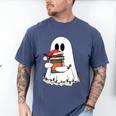 Cute Ghost Holding Books Bookish Christmas Men's Comfort Colors T-Shirt Blue Jean