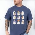 Cute Ghost Reading Books Teacher Halloween Reading Men Women Kids Men's Comfort Colors T-Shirt Blue Jean