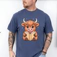 Cute Highland Cow Reading Book Men's Comfort Colors T-Shirt Blue Jean Cute Highland Cow Reading Book Men's Comfort Colors T-Shirt Blue Jean