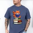 Cute Kawaii Kids Reading Books Glasses Red Panda Lover Men's Comfort Colors T-Shirt Blue Jean