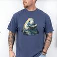 Cute Manatee Reading Book Bookworm Readers Manatee Lover Men's Comfort Colors T-Shirt Blue Jean