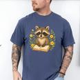 Cute Raccoon Reading Book Flowers Floral Men's Comfort Colors T-Shirt Blue Jean