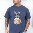 Cute Reading Bunny With Glasses Books Reader Book Bookworm Men's Comfort Colors T-Shirt Blue Jean