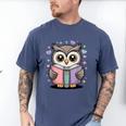 Cute Reading Owl Book Lover Teacher Librarian Bookworm Men's Comfort Colors T-Shirt Blue Jean