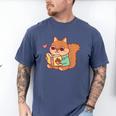 Cute Squirrel Reading A Book Lovers Anime Kawaii Women Kids Men's Comfort Colors T-Shirt Blue Jean