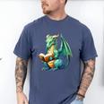 Dragon With Book Men's Comfort Colors T-Shirt Blue Jean