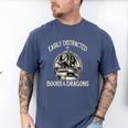 Easily Distracted By Books And Dragons Book Dragon Lover Men's Comfort Colors T-Shirt Blue Jean