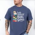 Easily Distracted By Books And Gnomes Men's Comfort Colors T-Shirt Blue Jean
