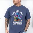 Easily Distracted By Dragons And Books Men's Comfort Colors T-Shirt Blue Jean Easily Distracted By Dragons And Books Men's Comfort Colors T-Shirt Blue Jean