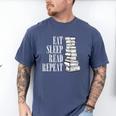 Eat Sleep Read Repeat Reading Book Librarian Men Women Kids Men's Comfort Colors T-Shirt Blue Jean