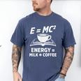 EMC2 Energy Milk x Coffee Science Book Math Lover Men's Comfort Colors T-Shirt Blue Jean