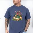 Floral Book Bloom Wildflowers Literature Nature Fantasy Men's Comfort Colors T-Shirt Blue Jean