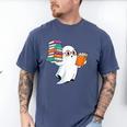 Ghost Reading Books Halloween Library Men's Comfort Colors T-Shirt Blue Jean