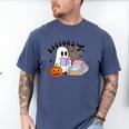Ghost Reading Halloween Women Teacher Book Lover Men's Comfort Colors T-Shirt Blue Jean