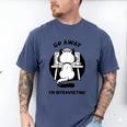 Go Away I'm Introverting Cat With Coffee Men's Comfort Colors T-Shirt Blue Jean