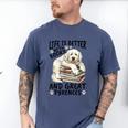 Great Pyrenees Dog Breed Life Is Better With Books And Great Men's Comfort Colors T-Shirt Blue Jean