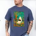Groovy Ghost Reading Book Cat Halloween Ghost Teacher Men's Comfort Colors T-Shirt Blue Jean
