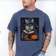 Halloween Girls Boys Cute Wolf Book Pumpkin Kids Halloween Men's Comfort Colors T-Shirt Blue Jean