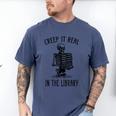 Halloween Skeleton Pun Book Lover Library Joke Men's Comfort Colors T-Shirt Blue Jean