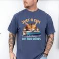 Just a Girl Who Loves Cats And Books Kitties Pet Art Lover Men's Comfort Colors T-Shirt Blue Jean