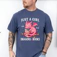 Just A Girl Who Loves Dragons And Books Dragon Reading Lover Men's Comfort Colors T-Shirt Blue Jean