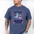 Just A Girl Who Loves Dragons And Books Lover Reading Book Men's Comfort Colors T-Shirt Blue Jean