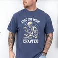 Just One More Chapter Reading Skeleton Book Lover Premium Tri-Blend Men's Comfort Colors T-Shirt Blue Jean