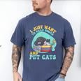 I Just Want To Read Books And Pet Cats Cat Book Lovers Men's Comfort Colors T-Shirt Blue Jean