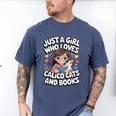 Kawaii Cat And Books Just A Girl Who Loves Both Men's Comfort Colors T-Shirt Blue Jean Kawaii Cat And Books Just A Girl Who Loves Both Men's Comfort Colors T-Shirt Blue Jean