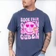 Library Book Fair Queen Vibe Groovy Tie Dye School Reading Men's Comfort Colors T-Shirt Blue Jean
