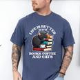 Life Is Better With Books Cats & Coffee Librarian Book Lover Men's Comfort Colors T-Shirt Blue Jean