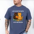 Life Is Better With Cats And Books Cute Cat Lover Men's Comfort Colors T-Shirt Blue Jean Life Is Better With Cats And Books Cute Cat Lover Men's Comfort Colors T-Shirt Blue Jean