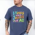 Literacy And Justice For All Protect Banned Books Library Men's Comfort Colors T-Shirt Blue Jean