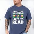 This Little Leprechaun Likes To Read St Patrick's Day Book Men's Comfort Colors T-Shirt Blue Jean