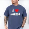 I Love Horror Heart Movies TV Show Books Writing Read Men's Comfort Colors T-Shirt Blue Jean