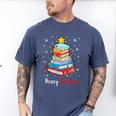 Merry Bookmas Book Christmas Tree Lights Xmas Men Women Kids Men's Comfort Colors T-Shirt Blue Jean