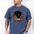 Moon Book Bookshelf Library Coffee Cup Star Stars Pattern Men's Comfort Colors T-Shirt Blue Jean