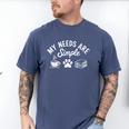 My Needs Are Simple Cat Dog Reading Book Coffee Men's Comfort Colors T-Shirt Blue Jean My Needs Are Simple Cat Dog Reading Book Coffee Men's Comfort Colors T-Shirt Blue Jean