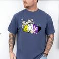 Non-Binary Book Lover Nonbinary Daisy LGBT Reading Pride Men's Comfort Colors T-Shirt Blue Jean