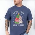 Oh What Fun It Is To Read Book Christmas Tree Premium Tri-Blend Men's Comfort Colors T-Shirt Blue Jean