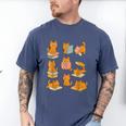 Orange Cats Reading Books Cat Lover Men's Comfort Colors T-Shirt Blue Jean
