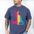 Pansexual Pride Celestial Cat Sitting Book LGBTQ Pan Colors Men Women Men's Comfort Colors T-Shirt Blue Jean