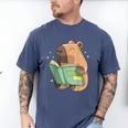 Pet Capybara Is Reading Library Capy Word Book Day Teacher Men Women Kids Men's Comfort Colors T-Shirt Blue Jean