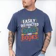 Pet Lover Joke Easily Distracted By Dogs And Books Men Men's Comfort Colors T-Shirt Blue Jean