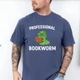 Professional Bookworm Reading Lover Cute Worm Glasses Book Men's Comfort Colors T-Shirt Blue Jean